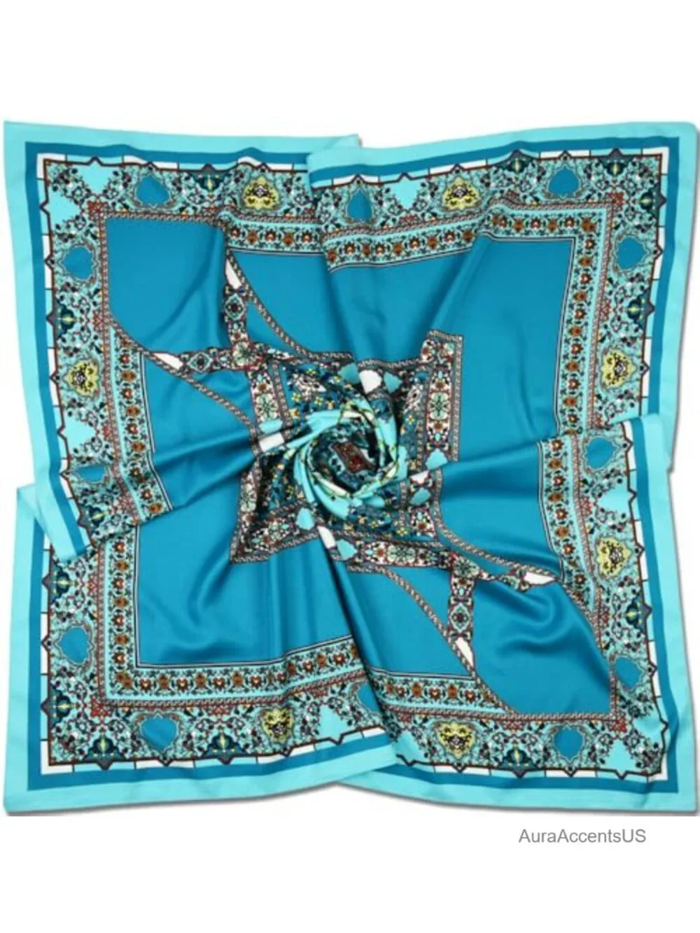 Oversized Satin Square Fashion Scarf – Silk-Feel Hair Wrap, Headband, Bandana,